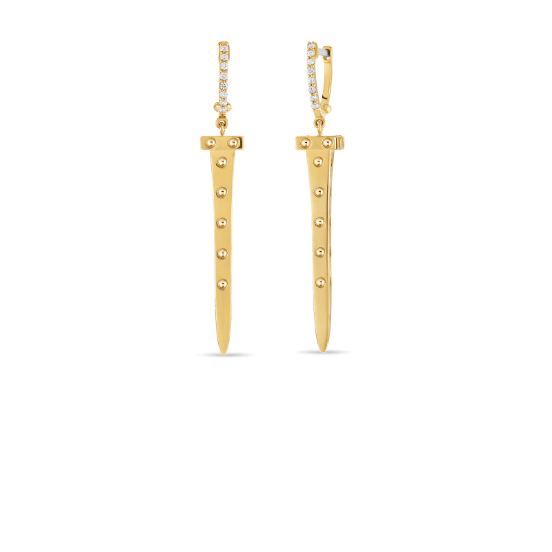 roberto coin chiodo drop earrings with diamonds roberto coin chiodo drop earrings with diamonds