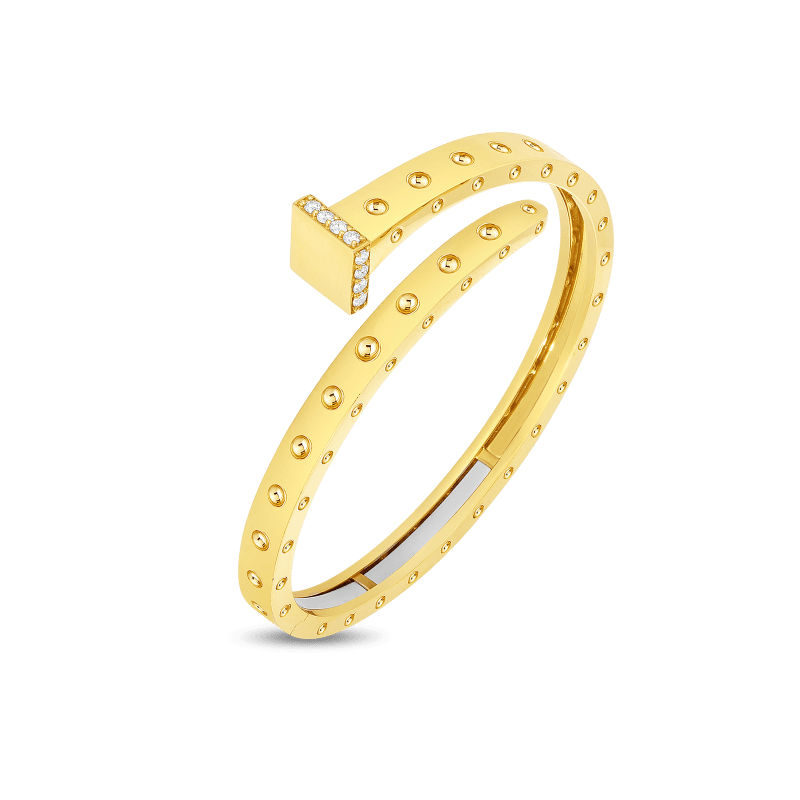roberto coin wide chiodo bangle with diamonds