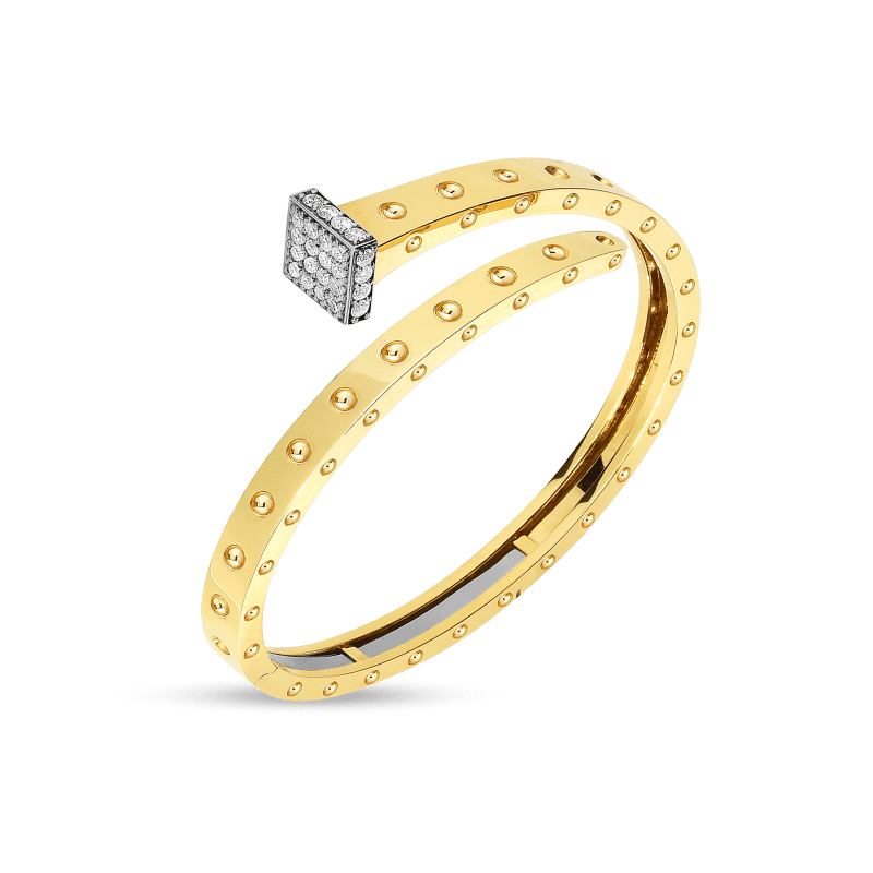 roberto coin wide chiodo bangle with diamonds