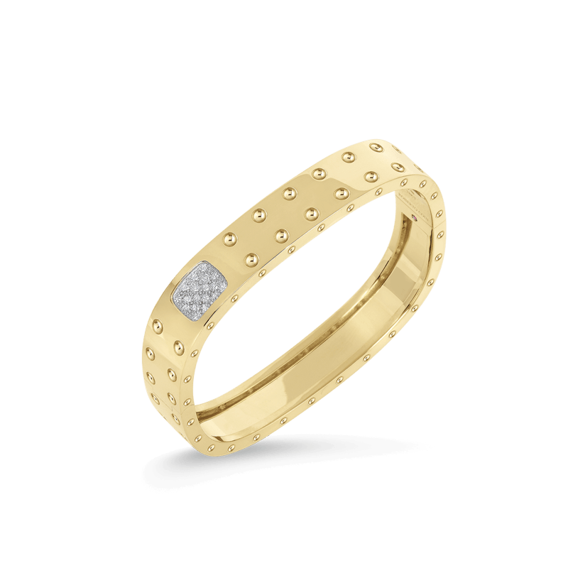 roberto coin 18kt gold 2 row square bangle with diamonds roberto coin 18kt gold 2 row square bangle with diamonds