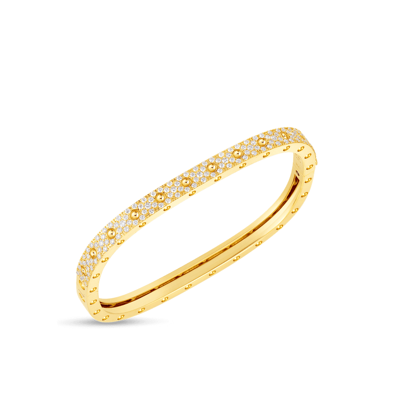 roberto coin 18kt gold 1 row square bangle with diamonds 888691-config roberto coin 18kt gold 1 row square bangle with diamonds 888691-config