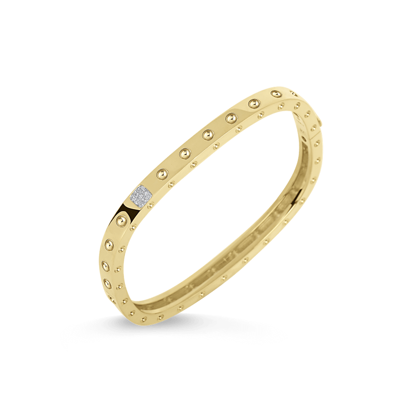 roberto coin 18kt gold 1 row square bangle with diamonds roberto coin 18kt gold 1 row square bangle with diamonds