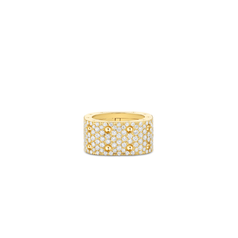 roberto coin 18kt gold 2 row square ring with diamonds