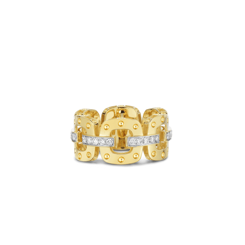 roberto coin 18kt gold link ring with diamonds roberto coin 18kt gold link ring with diamonds