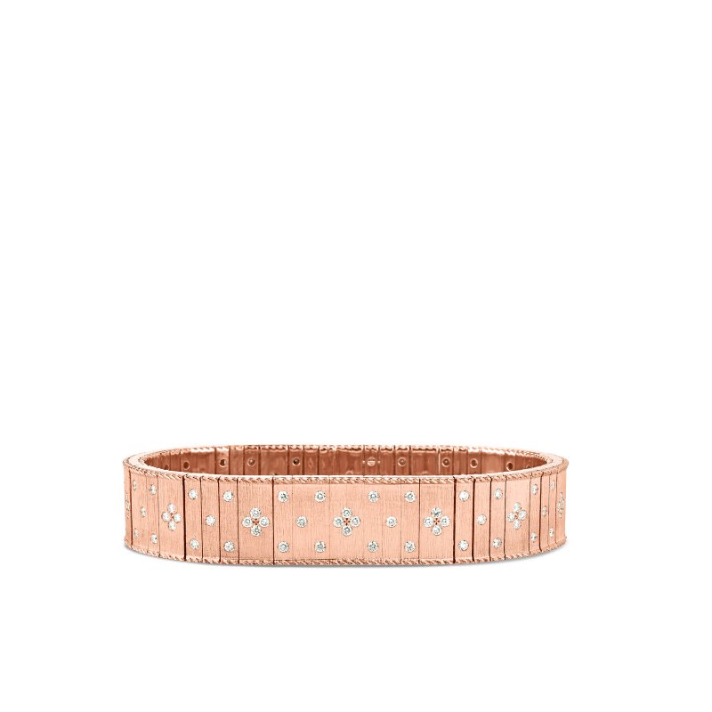 roberto coin 18k gold & diamond princess satin double row flexible bracelet roberto coin 18k gold & diamond princess satin double row flexible bracelet