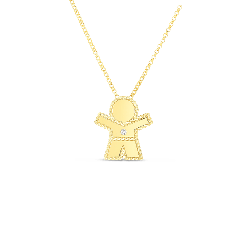 roberto coin 18k princess boy pendant w. diamond accent on chain roberto coin 18k princess boy pendant w. diamond accent on chain
