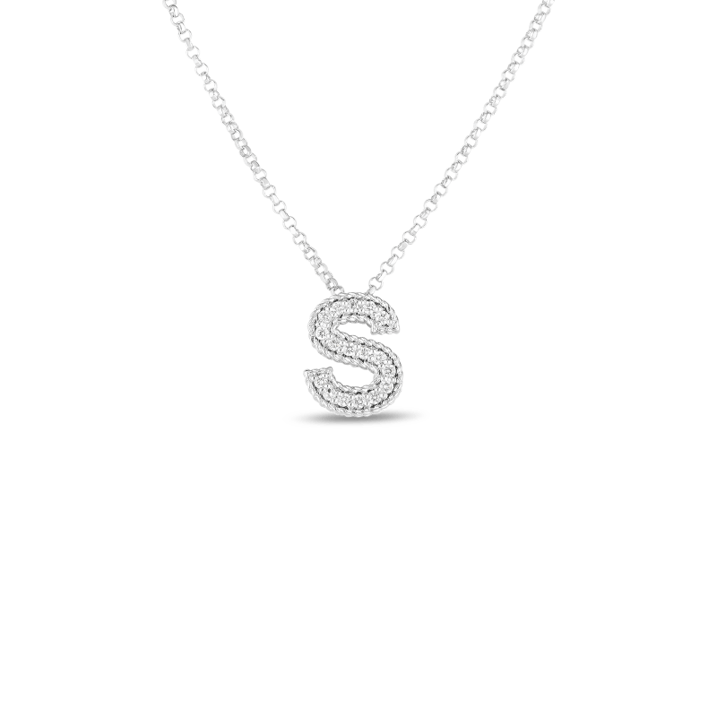 roberto coin 18k gold & diamond princess initial ‘s’ pendant on chain roberto coin 18k gold & diamond princess initial ‘s’ pendant on chain