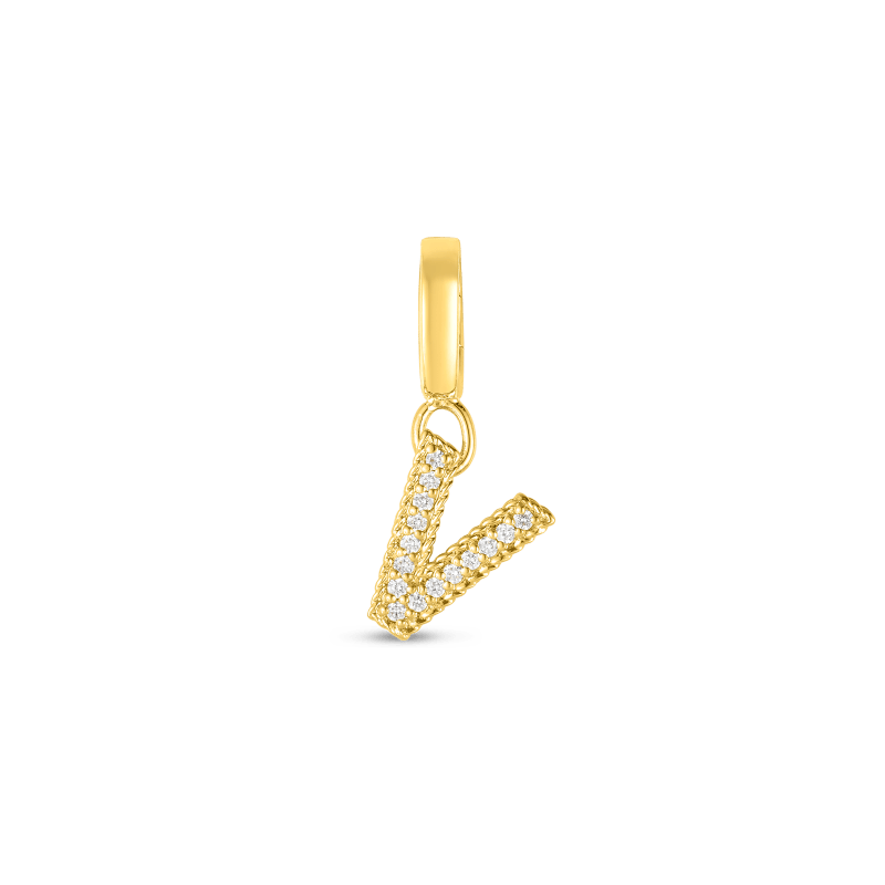 roberto coin 18k gold & diamond princess letter ‘v’ charm roberto coin 18k gold & diamond princess letter ‘v’ charm