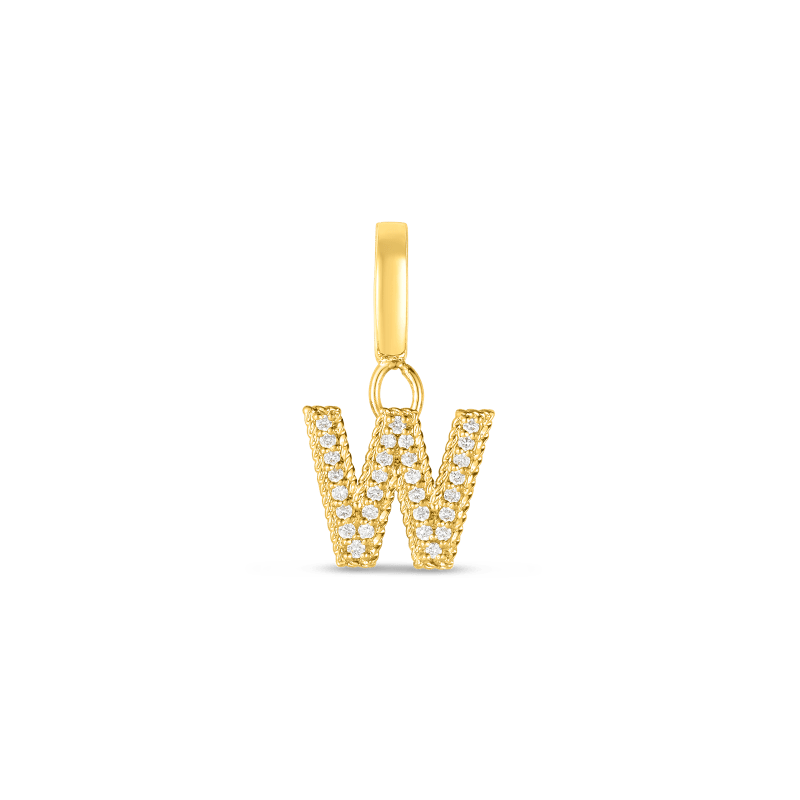 roberto coin 18k gold & diamond princess letter ‘w’ charm roberto coin 18k gold & diamond princess letter ‘w’ charm