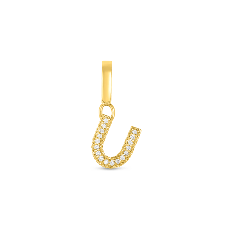 roberto coin 18k gold & diamond princess letter ‘u’ charm roberto coin 18k gold & diamond princess letter ‘u’ charm