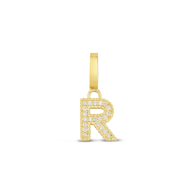 roberto coin 18k gold & diamond princess letter ‘r’ charm roberto coin 18k gold & diamond princess letter ‘r’ charm