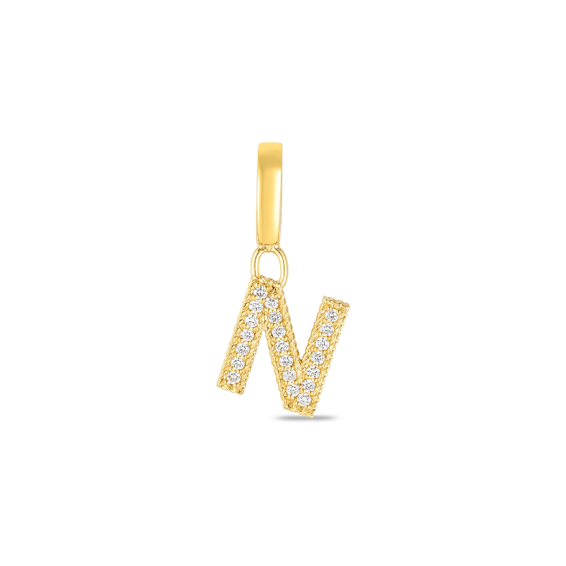 roberto coin 18k gold & diamond princess letter ‘n’ charm roberto coin 18k gold & diamond princess letter ‘n’ charm