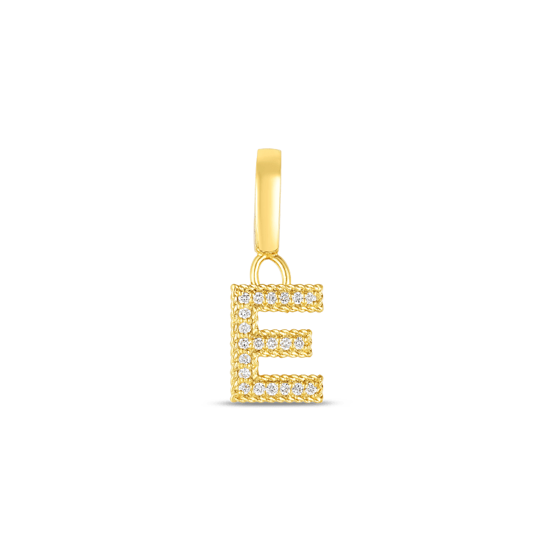 roberto coin 18k gold & diamond princess initial ‘e’ charm roberto coin 18k gold & diamond princess initial ‘e’ charm