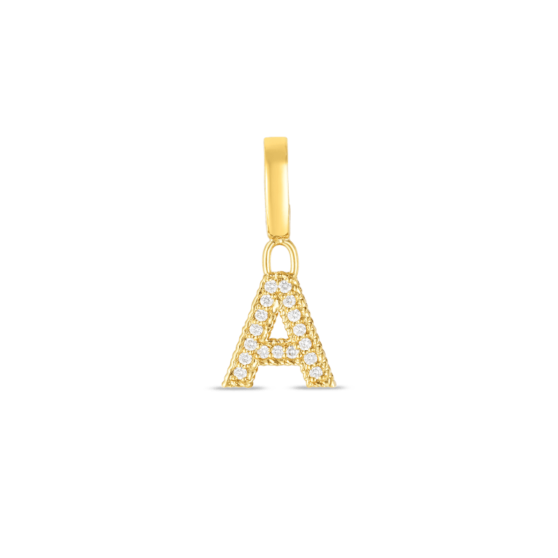 roberto coin 18k gold & diamond princess letter ‘a’ charm roberto coin 18k gold & diamond princess letter ‘a’ charm