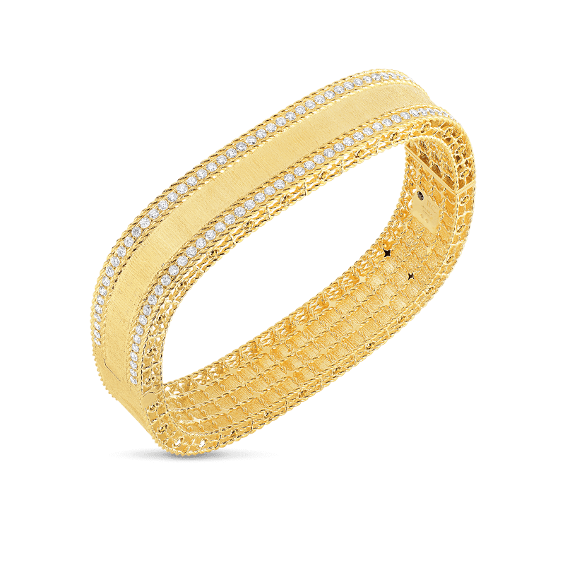 roberto coin satin finish bangle with diamond edges