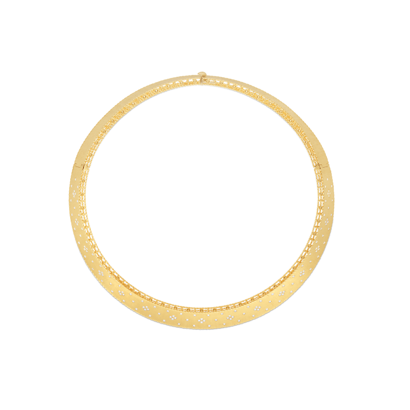 roberto coin satin finish wide collar with fleur de lis diamonds roberto coin satin finish wide collar with fleur de lis diamonds