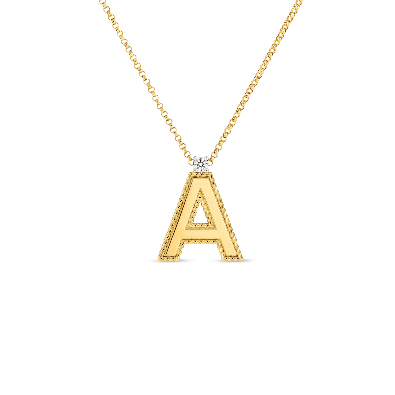 roberto coin block letter pendant “a†roberto coin block letter pendant “aâ€