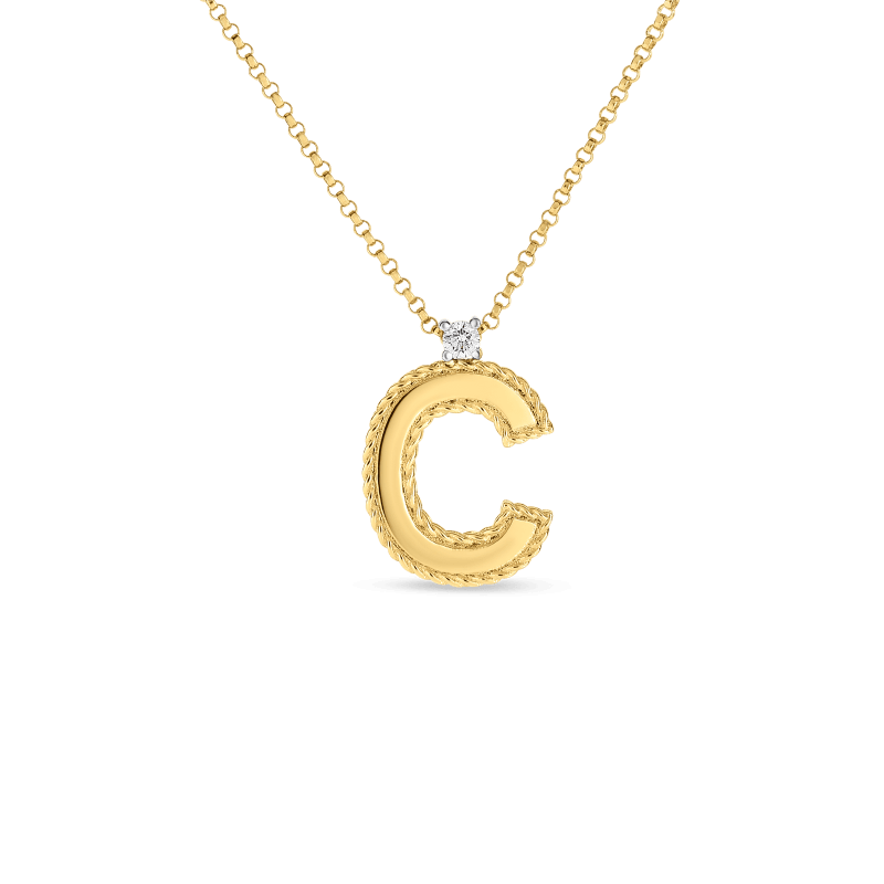 roberto coin block letter pendant “c†roberto coin block letter pendant “câ€