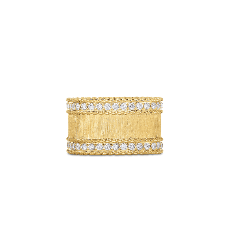 roberto coin satin finish ring with diamond edges roberto coin satin finish ring with diamond edges