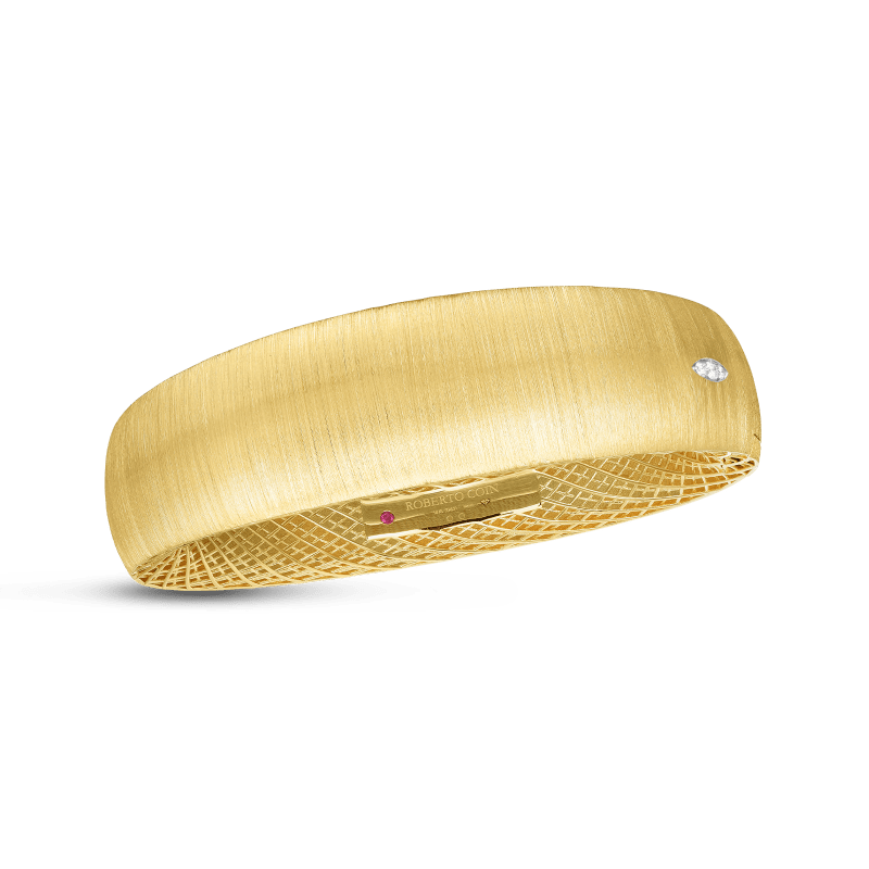 roberto coin 18k satin wide golden gate bangle roberto coin 18k satin wide golden gate bangle