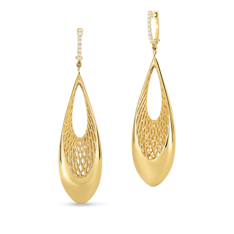 roberto coin 18kt yellow and white gold drop earrings with diamonds roberto coin 18kt yellow and white gold drop earrings with diamonds