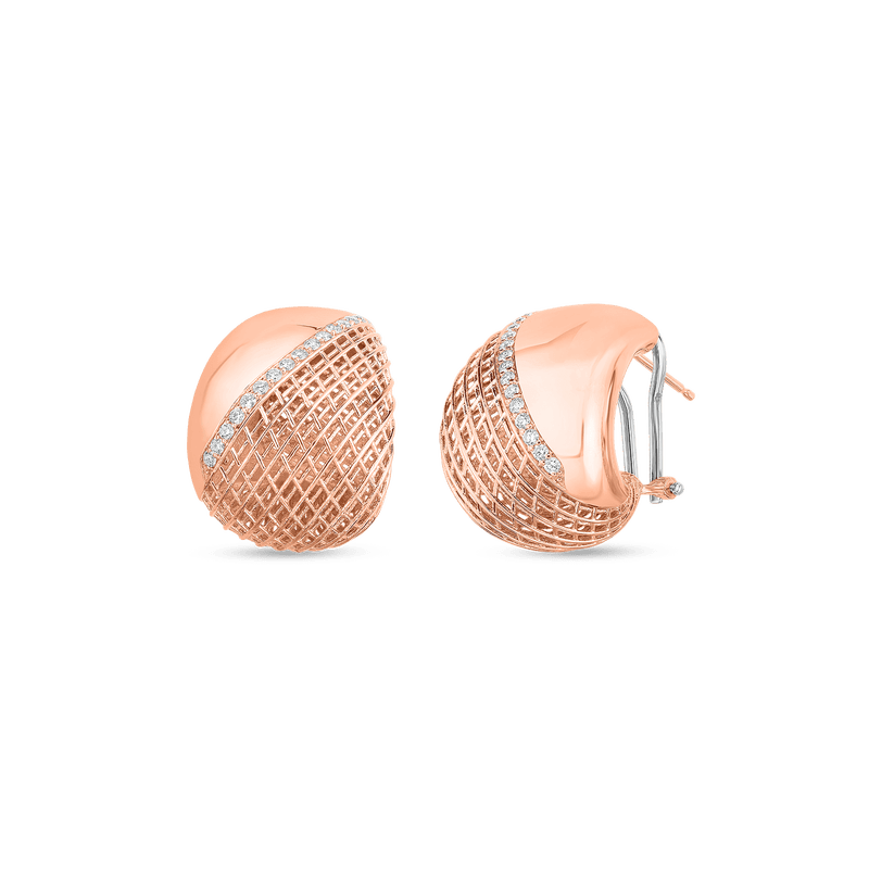 roberto coin 18kt gold rounded tapered earrings with diamonds roberto coin 18kt gold rounded tapered earrings with diamonds