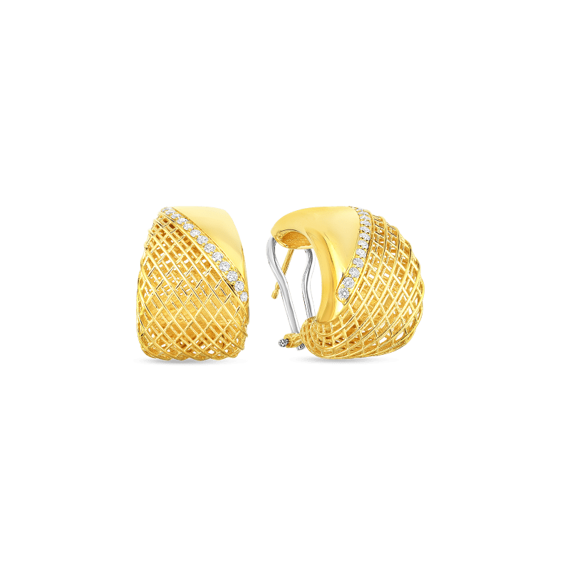 roberto coin 18kt gold flat edge tapered earrings with diamonds roberto coin 18kt gold flat edge tapered earrings with diamonds