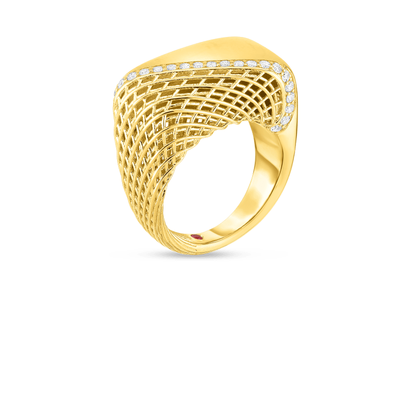 roberto coin 18kt gold ring with diamonds