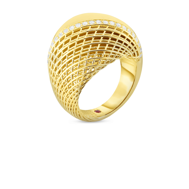 roberto coin 18kt gold domed ring with diamonds