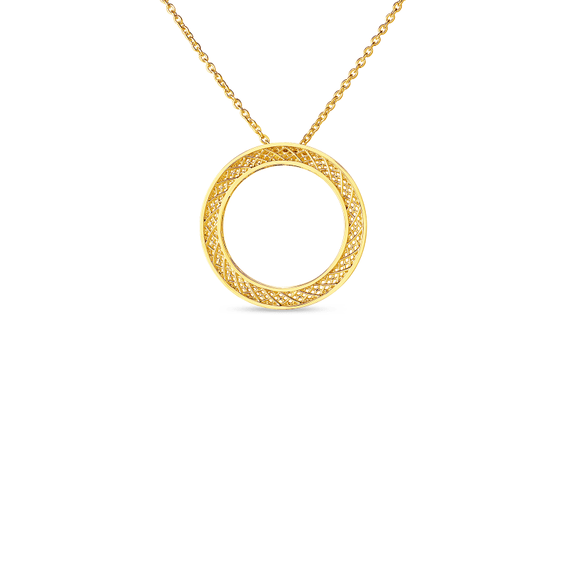roberto coin 18kt gold mesh circle pendant