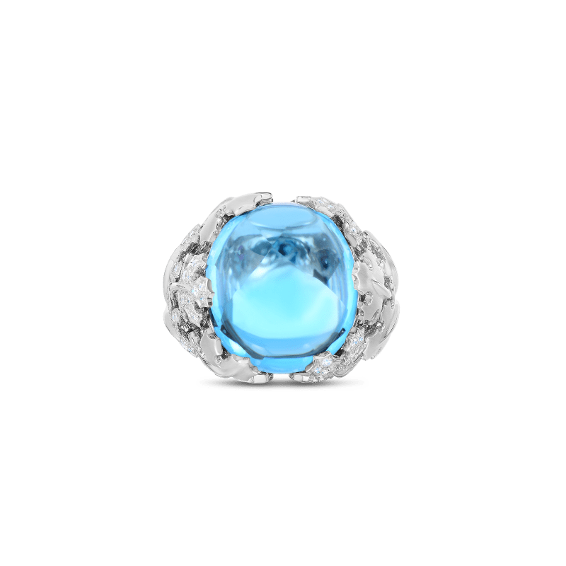 roberto coin cabochon ring with topaz and diamonds