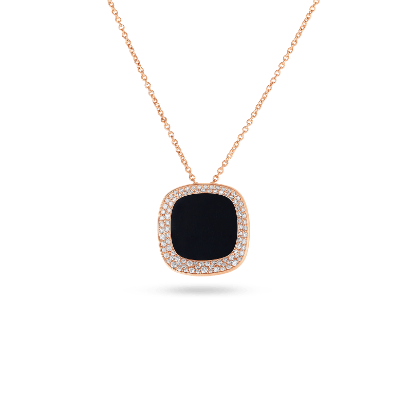 Roberto Coin Small Pendant with Black Jade and Diamonds