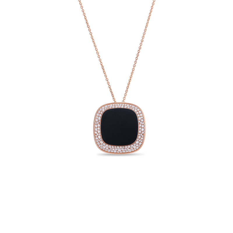 Roberto Coin Large Pendant with Black Jade and Diamonds