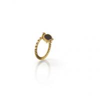 Chantecler Band ring in yellow gold and diamonds with bell in Onyx and diamond