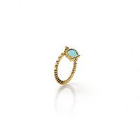 Chantecler Band ring in yellow gold and diamonds with bell in Turquoise and diamond