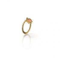 Chantecler Band ring in yellow gold and diamonds with bell in salmon pink color and diamond