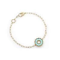 chantecler bracelet in yellow gold with one symbol in turquoise