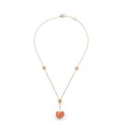 chantecler short necklace in yellow gold, salmon pink color and diamonds