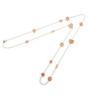 Chantecler Cm 115 long necklace in yellow gold, salmon pink color and diamonds