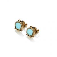 Chantecler Lobe Earrings in yellow gold, micro bell in Turquoise and diamond