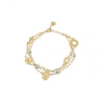 Chantecler three-strand bracelet with six symbols in yellow gold and diamonds