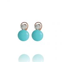 chantecler earrings in pink gold, diamonds, turquoise
