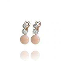Chantecler Earrings in pink gold, diamonds, pink coral