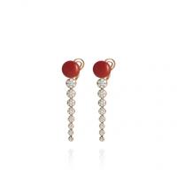chantecler earrings in pink gold, diamonds, red coral