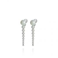 chantecler earrings in white gold, diamonds, freshwater pearl