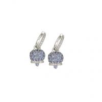 chantecler medium earrings set in white gold, diamonds and sky blue sapphires pavé