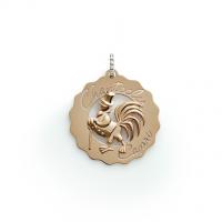 chantecler logo charm dandy rooster in pink gold and clasp with diamonds