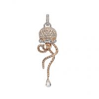 Chantecler Mini Medusa charm in white diamonds pavè and crystal briolette