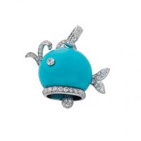 Chantecler Whale Charm set in white gold, turquoise and diamonds
