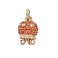 chantecler octopus charm set in yellow gold, orange sapphires and diamonds
